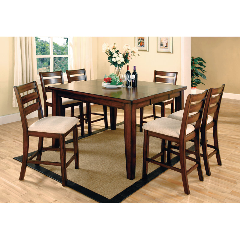 Hokku Designs Pristine 7 Piece Counter Height Solid Wood Dining Set